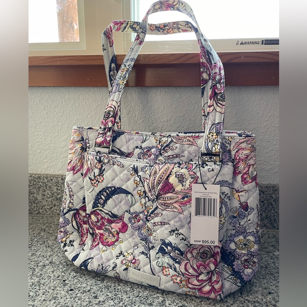 NWT Vera Bradley Multi-Compartment Shoulder Bag in Hummingbird Park